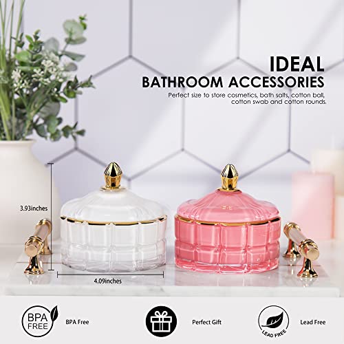 Alamhi Decorative Candy Bowl Candy Jar With Lid, Candy Dish Storage Food Cotainers Jar, Glass Trinket Box Jewelry Dish, Apothecary Jars Keepsake Boxes With Lids Modern Home Decor (White)… #TOP2