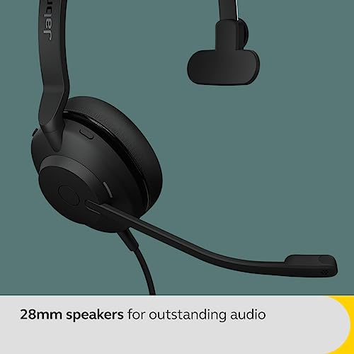 Jabra Evolve2 30 SE Micro-casque filaire mono à réduction de bruit avec technologie d’appel à 2 microphones et câble USB-C - Certifié MS Teams, compatible avec toutes les autres plateformes - Noir