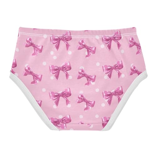 Wusikd Pink Polka Dots Pink Bows Girls' Underwear Cotton Girls Briefs Soft Toddler Underwear 2T2