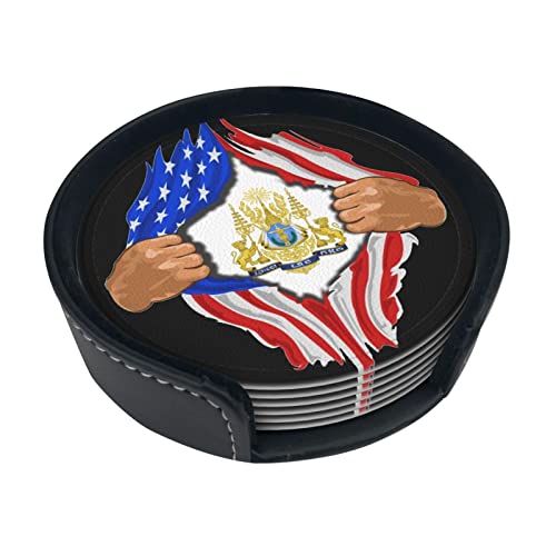 Blood Inside Me Armes royales du Cambodge Dessous de Verre Rond en Cuir antitache et antibrûlure Protégez Le Bureau 6 pièces 4in