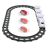 STOBOK Rotating Sushi Train Toys Electric Rotary Sushi Machine Set Track Conveyor Belt Rotating Table Food Train Toys for Kids Multifunctional, White