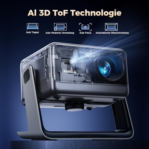 Bild 3 - 30000 Lumen Beamer Compatible with Netflix AMEELA 1080P Beamer mit WiFi und Bluetooth, Autofokus/Trapezkorrektur 100,000+ Apps & 4K Unterstützt, Dolby Audio,Videoprojektor für IOS/Android/PS5