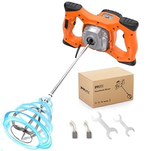 IMAYCC 2100W Rührwerk Mörtelrührer Elektrischer Beton Mischer Mörtelmischer M14 6 Geschwindigkeits Rührer Elektrisch Beton Farb und Mörtelrührer Handrührgerät Beton Für Bitumen Zementschlam(Orange)