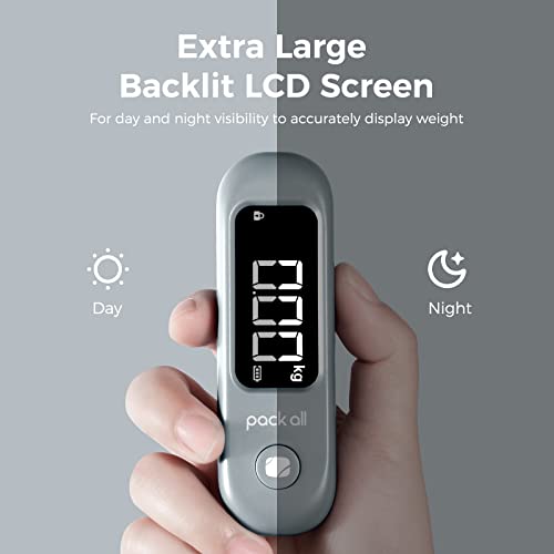 pack all 110 Lbs Luggage Scale, Digital Handheld Baggage Scale, Travel Suitcase Weight Scale with LCD Display, Battery Included, Rock Grey - Image 3
