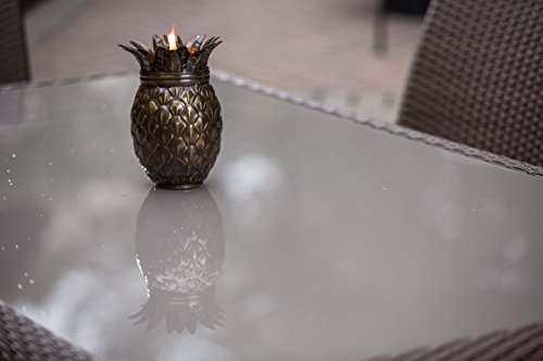 Pineapple Outdoor Tiki Style Torch - Landscape Oil Lamp Includes 3-Piece 54? Black Steel Pole for Easy Set Up - 32oz Bowl with Fiberglass Wick Burns for Over 15h! 2 Pack