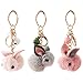 Lot de 3 Mignon Lapin Keychain porte-clés en fausse fourrure avec Pompon Porte Clef Poupée Porte-Clés Sac à Dos pour Sacs À Dos Accessoires Charme Porte-Clés Lapin Pendentif