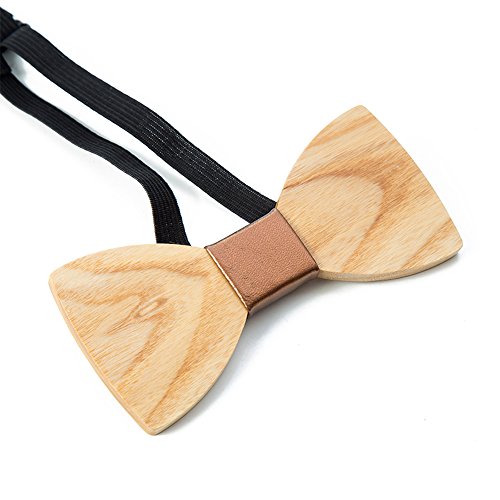 Durui Handmade Customized Solid Wood Bow Tie Creative Wedding Wooden Bowtie With Gift Box (Fraxinus+Leather Special) #TOP2