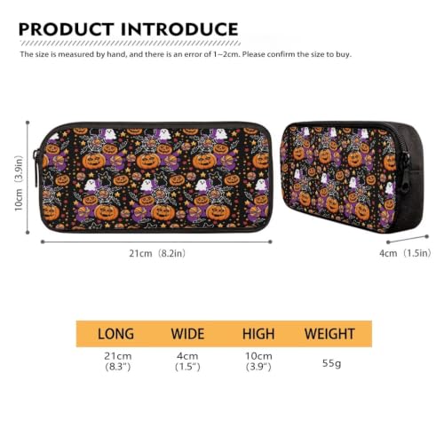Image of Pencil Case, Pen Pouch Bag for Kids Students School Supplies | Vintage Halloween Print,polyester fabric,wear-resistant and easy to clean,zipper design gift for boys and girls