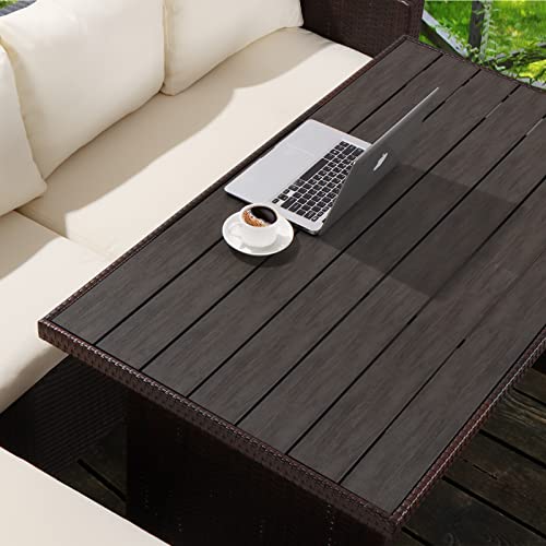 Wumiokio Patio Furniture Set, 7 Pieces Outdoor Patio Furniture With Dining Table&Chair, All Weather Wicker Conversation Set With Ottoman,Brown Rattan & Ivory Cushions… #TOP3