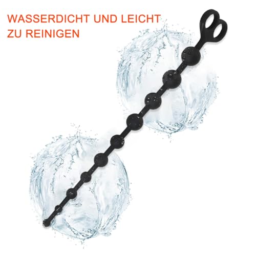 35 cm Silikon Analkette Silikon Analkugeln Anal Kette mit 10 Kugeln, Lang Analkugeln Buttplug Wasserdicht Anus Masturbator Anal Sex Spielzeug für Männer und Frauen(10Ø 1,1-2,4 cm)