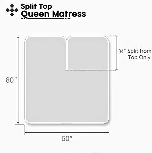 Split Queen Sheet Set For Adjustable Beds- 100% Cotton Sheets- Sleep Number Bed Sheets Split Queen - 4Pc Bed Sheet Set - 15" Deep Pocket, Top Split Queen White Solid- Split Down 34" From The Top #TOP5
