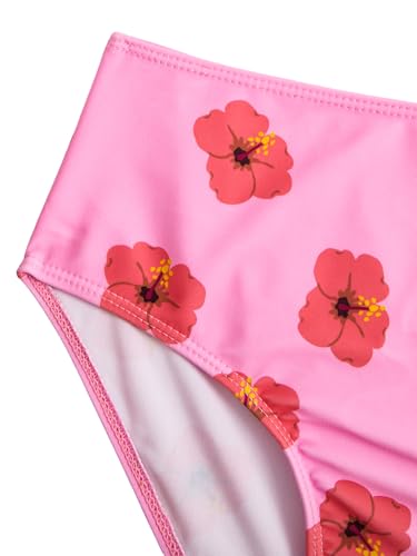 Image of RoseSeek Girl's 2 Piece Cherry Print Swimwear Ruffle Trim Ruched Bathing Suits Cute Swimsuits