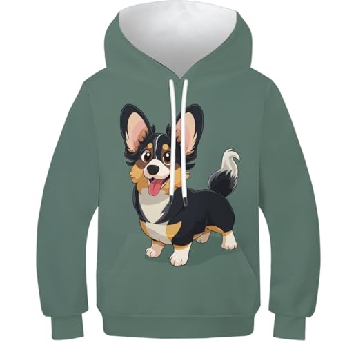 Sweat à capuche Corgi 3D idée cadeau pull manches longues garçon fille