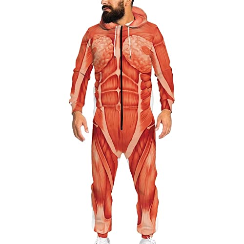 AFPANQZ Unisex Jumpsuit Fitted Hoodies Jumpsuit Home Pajamas with Hooded Front Pocket Onesie Tracksuit S-4XL