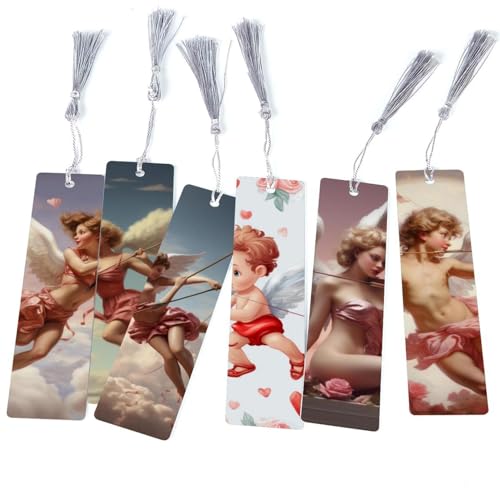Marque-pages à pompons lot de 6 accessoires de lecture élégants en tissu