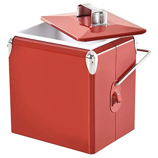 Outsunny - Glacière vintage rouge en acier INOX, 13L