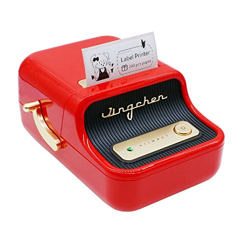 Image of Thermal Label Printer B21 Wireless Bluetooth Portable Printer Label Maker Machine with Tape (50x20 mm, 200 pcs) Compatible with Android & iOS System, Red