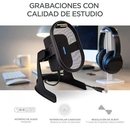 Micrófono USB de sobremesa Marantz Professional Umpire para streaming y grabar pódcasts en Mac 5