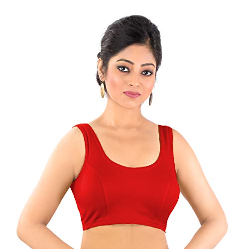 Image of Abhi Cotton Readymade Saree Blouse for Women- Sleeveless, U-Neck, Regular-fit, Stretchable, Pull-on Style