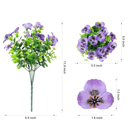 Ivydale 12PCS PANSY Artificial Fake Pansies Plants Flowers For Outdoor Outside Fall Winter, 12 Bundles Faux Silk Mixed Pansy Uv Sun Resistant Realistic thumb #3