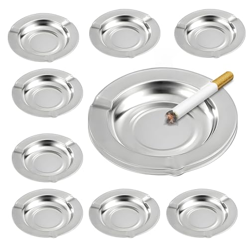 Ash Tray For Cigarettes & Cigar, Joyfulmap 10-Pack Stainless Ash Tray, Disposable AshTray, Portative Ash holder for Indoor/Outdoor, Home, Office, Patio, Restaurant Style,Round