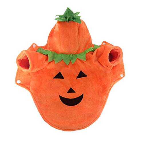 Mogoko Dog Cat Halloween Pumpkin Costumes, Funny Pet Cosplay Dress, Puppy Fleece Hoodie Coat Clothes, Animal Autumn Winter Warm Jumpsuit Outfit Apparel (Xl For 12.0~18.0 Lbs) #TOP1