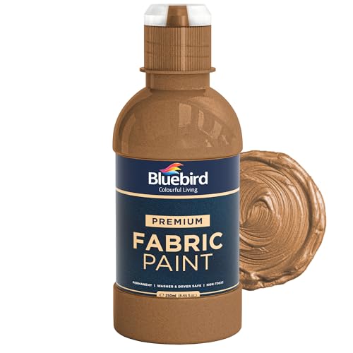 Image of BLUEBIRD Fabric Paint, Copper Brown, 8.5 Fl Oz, Permanent Fabric Paints for Clothes, Furniture Upholstery