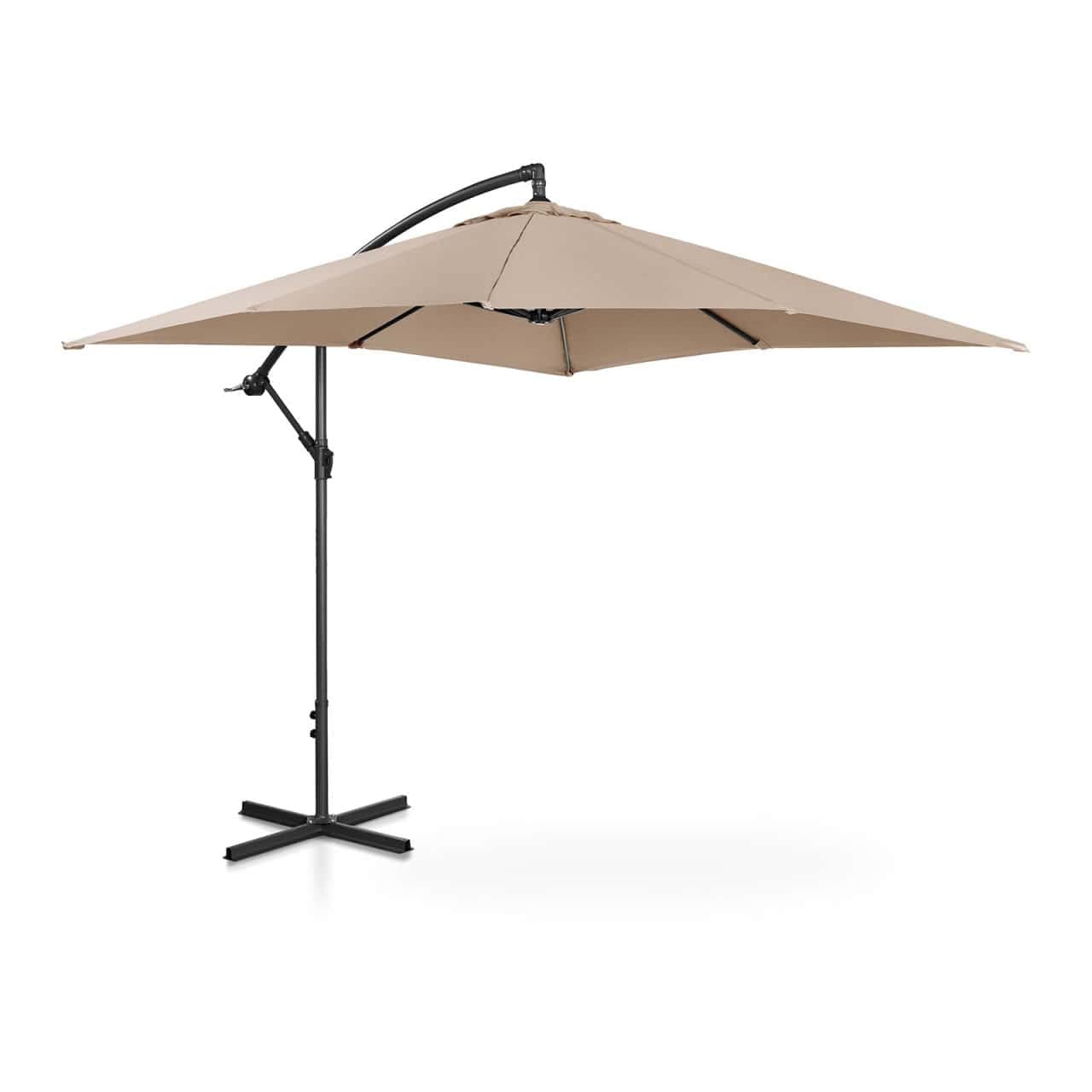 Uniprodo UNI-UMBRELLA-SQ250CR-N Sombrilla para jardín, Parasol grande para terraza exterior, Protección UV 50+, Base en Cruz, Impermeable, Inclinable y Giratorio, Cuadrado 250 x 250 cm, Color Crema