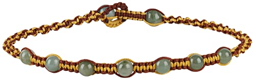 Infinityee888 Jade Anklet Yellow Brown Adjustable Woven Cord Feng Shui For Men,Women Ankle Bracelet-Ak02Yb #TOP4