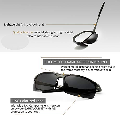 SUNGAIT Men's Polarized Sunglasses for Driving Fishing Golf Metal Frame UV4003