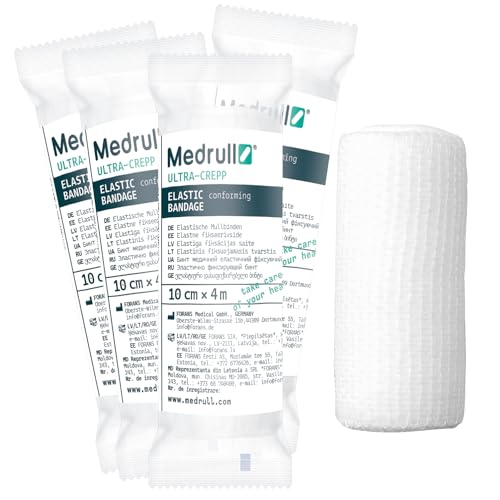 Medrull Juego de vendajes de gasa elásticos, 10 cm x 4 m, material de vendaje, tamaño grande, 15 rollos