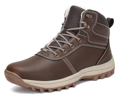 Men's Fleece Lace Up Ankle Boots Cotton Snow Boots Waterproof Non-Slip Outdoor Hiking Work Sneakers Winter Warm Shoes For Men