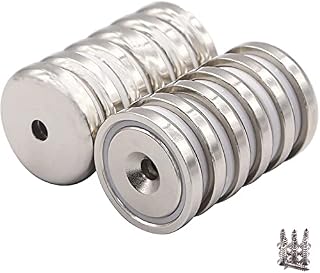 Neodymium Countersunk Hole Magnets, 95lbs Holding Force 32MM X 6MM, 12Pack Discs Strong Permanent Rare Earth Pot Magnets with Screws