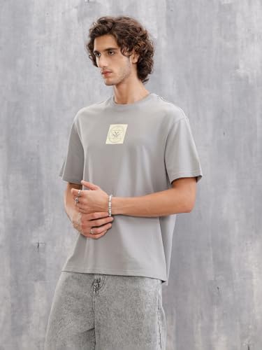Image of WROGN Men's Pure Cotton T-Shirt | Printed Design | Oversized Fit