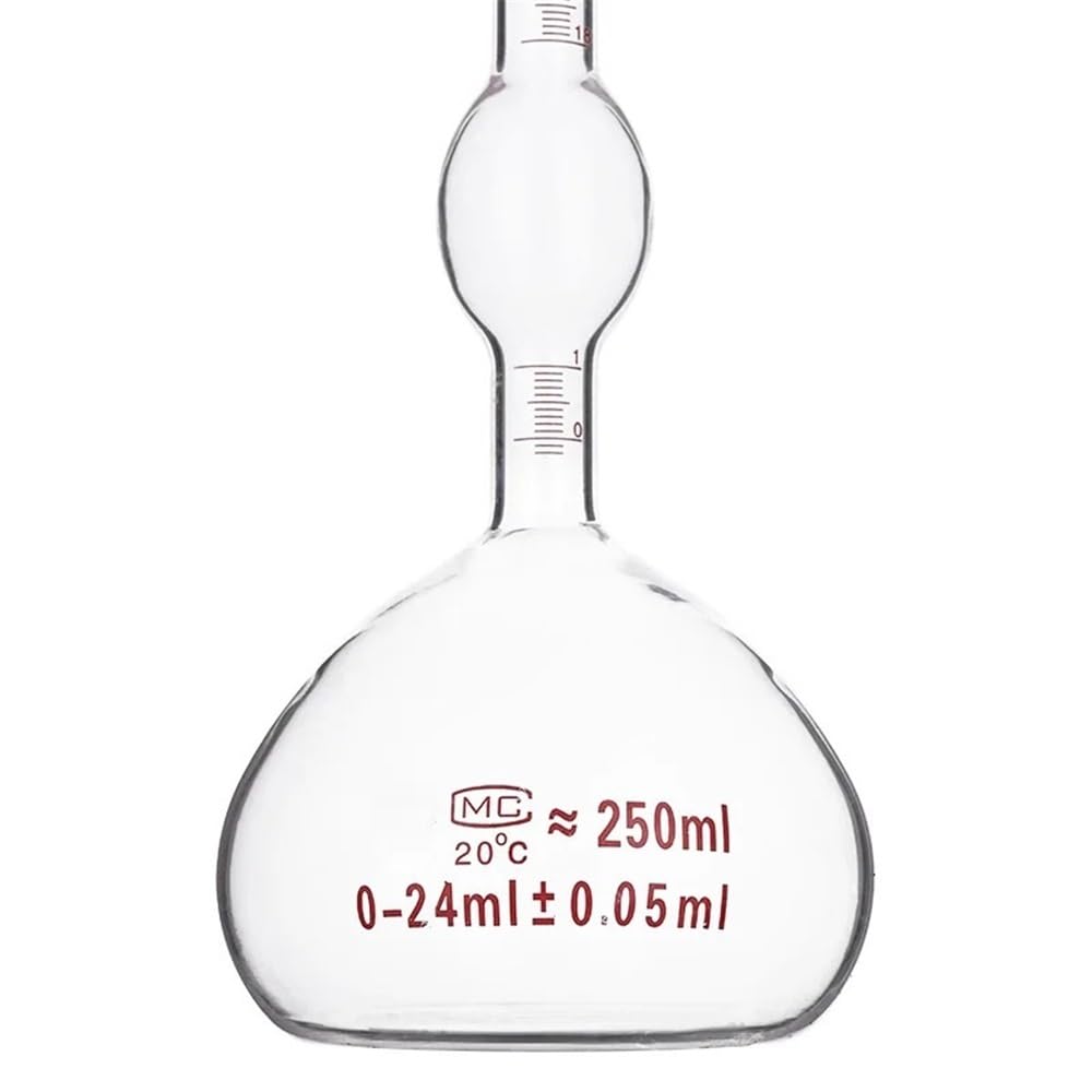 Équipements et fournitures de laboratoire Pycnomètre 250 ml, échelle 0-24 ml/0,05, instrument en verre et ciment solide