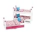 Emily Rose 18 Inch Doll Furniture - 3 White Single Stackable Wooden Beds - Triple Bunkbed Bunk with (3) Colorful Bedding Sets & Pink Clothing Storage Drawer | USA Business