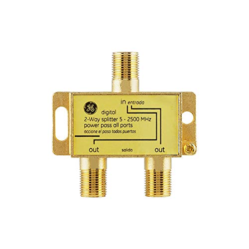 GE Digital 2-Way Coaxial Cable Splitter, 2.5 GHz 5-2500 MHz, RG6 Compatible, Works with HD TV, Satellite, High Speed Internet, Amplifier, Antenna, Gold Plated Connectors, Corrosion Resistant, 33526 by GE - Image 6