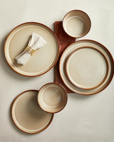 Image of Pokini Ceramic Plates and Bowls Sets for 6, 18pcs Dinnerware Sets, Dish Set