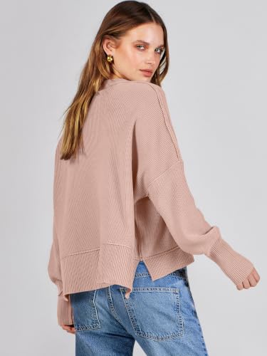 Image of ANRABESS Cropped Sweaters for Women Long Sleeve Oversized Fall Outfits