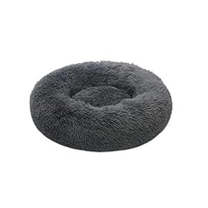 TOHDNC Calming Donut Dog Bed 60cm, Fluffy Plush Pet Bed Anti Anxiety Dog Cat Bed Round Warming Cuddler Washable Bed Nest Cushion with Non-Slip Bottom for Indoor Medium Large Cats Dogs