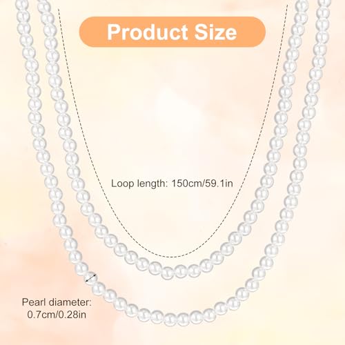 59" Long Pearl Necklace, Fashion Faux Pearls Pendants 1920s Beads Cluster Long Pearl Necklace for Costume Party Jewelry Vintage Elegant Pearls for Women Wedding Halloween2
