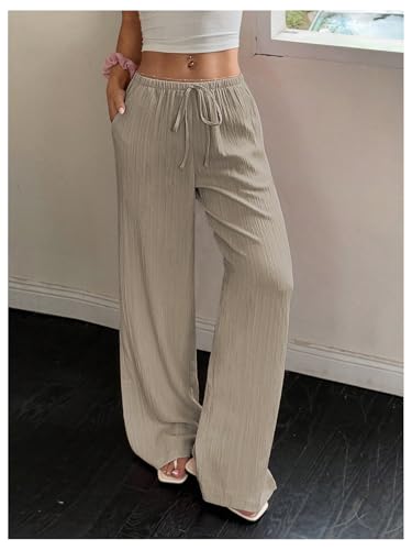 MakeMeChic Women's Casual Wide Leg Pants Summer Beach Palazzo Pants3