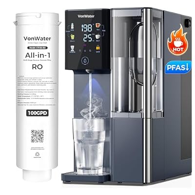 VonWater Reverse Osmosis Water Filter Countertop, 3S Instant Hot RO System with 2 Filters for Up to 4 Years of Life, 7-Stage Filtration, NSF/ANSI 372,42,58, 3:1 Pure to Drain Ratio - CT910H Bundle