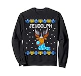 Jewdolph Ugly Hanukkah Sweater Reindeer Menorah Chanukah Sweatshirt