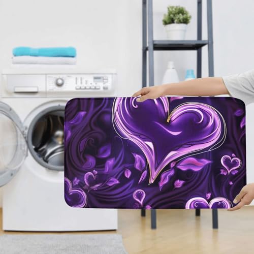 Tapis de salle de bain lavables violet avec contour WC super absorbant - 7