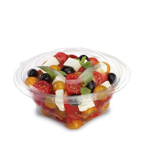 G.M. DISTRIBUZIONE 50 Vaschette Insalata da 500 ml con Coperchio, Vaschetta Contenitore PET Riciclabile per Asporto Ristorazione Cibo Alimenti
