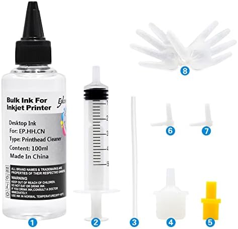 Printhead Cleaning Kit Compatible for Brother Epson HP Canon Nozzle Inkjet EcoTank Officejet Deskjet Pixma Printers-Liquid Printers Head Cleaning Suit Solution 100ml, 10ml Premium Syringe