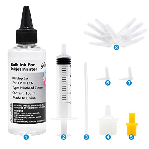 Printhead Cleaning Kit Compatible for Brother Epson HP Canon Nozzle Inkjet EcoTank Officejet Deskjet Pixma Printers-Liquid Printers Head Cleaning Suit Solution 100ml, 10ml Premium Syringe