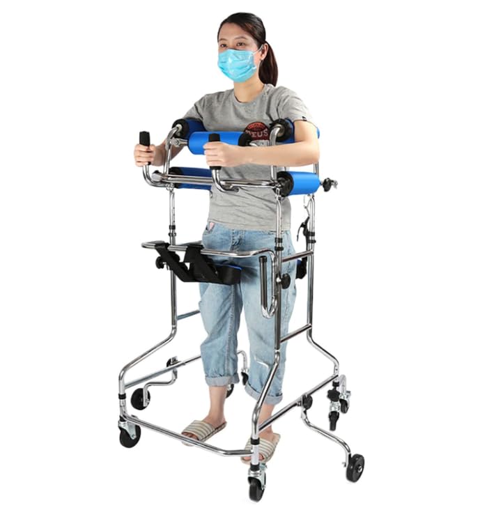 Déambulateur pour personnes âgées avec roues verticales et support de marche pour rééducation