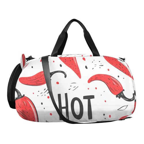 Kids Sports Duffel Bag for Boys & Girls - Red Chili Peppers Pattern 100% Polyester Gym Bag with Separate Shoe Compartment, Adjustable Shoulder Strap, Compact Travel & Workout Gear Bag2